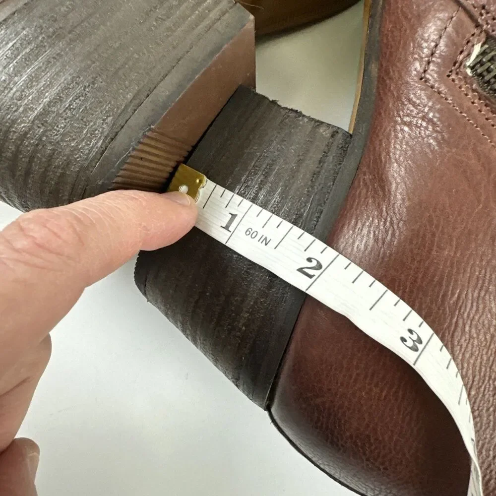 Clarks Artisan Maypearl Ramie Ankle Boot Brown Leather Zip Block Heel‎ Womens 10